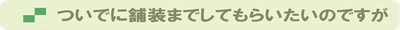 ついでに舗装までしてもらいたいのですが